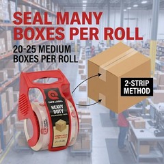 Heavy Duty Packing Tape with Dispenser 2 Pack – 2.6 Mil Thick Clear Shipping …