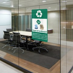 Vertical Vinyl Stickers Paper & Cardboard Please Recycle Security Sign Facility