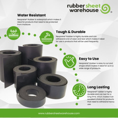 Neoprene Rubber Sheet Solid 1/4 Thick 6″ wide x 12″ 60A Duro Black