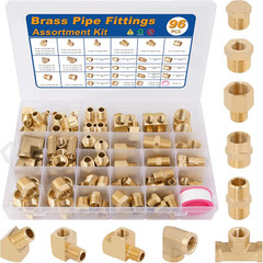 96PCS Brass Pipe Fittings Assortment Kit – NPT Adapter, Reducer Bushing, Hex