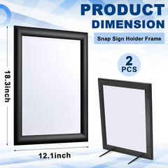 2 Pcs Black, 11 X 17 Inch, Front Load Easy Open Snap Frame Poster/Picture Frame,