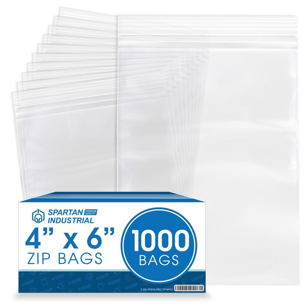 4×6 Clear Reclosable Zip Bags 1000ct 2 Mil Poly with Resealable Lock Seal