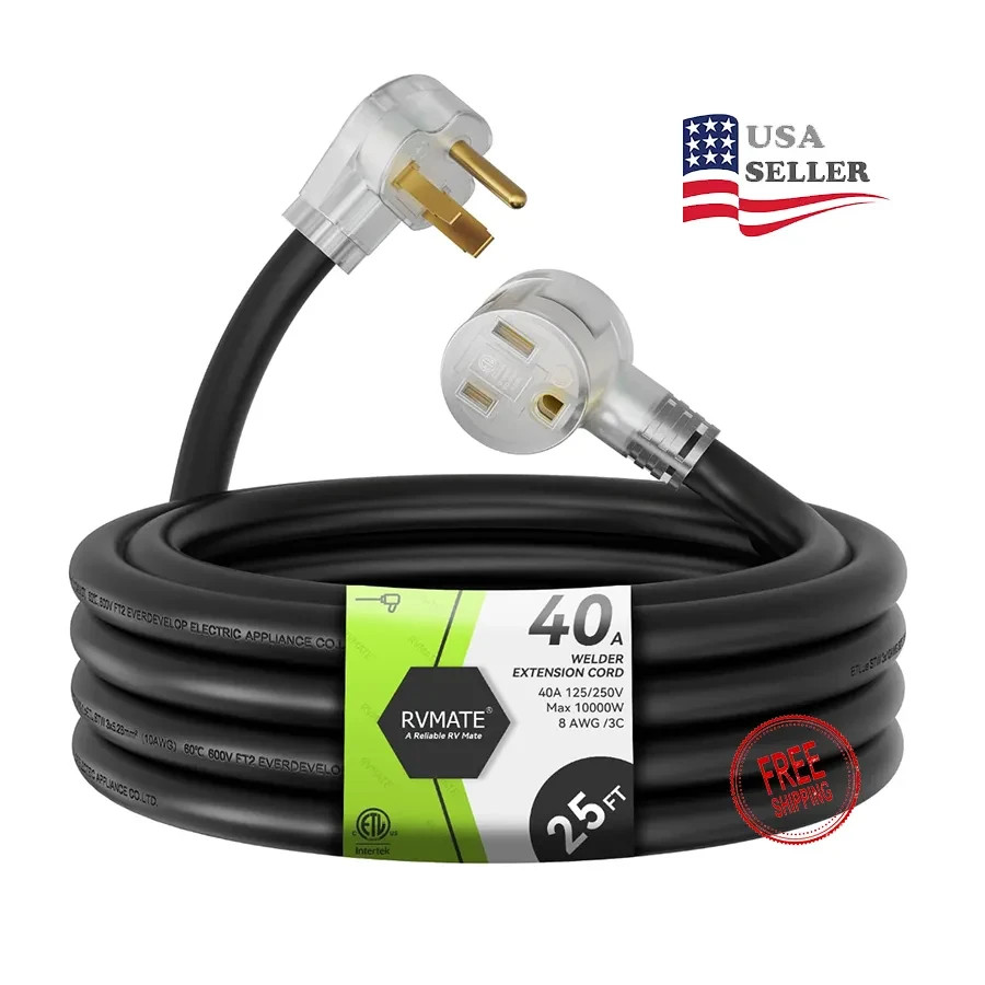 RVMATE 250V 25 Feet Welder Extension Cord, 8 AWG NEMA 6-50 STW | Heavy Duty Weld