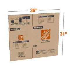 10 Pack The Home Depot Medium Moving, Shipping, Packing Box with Handles, Brown