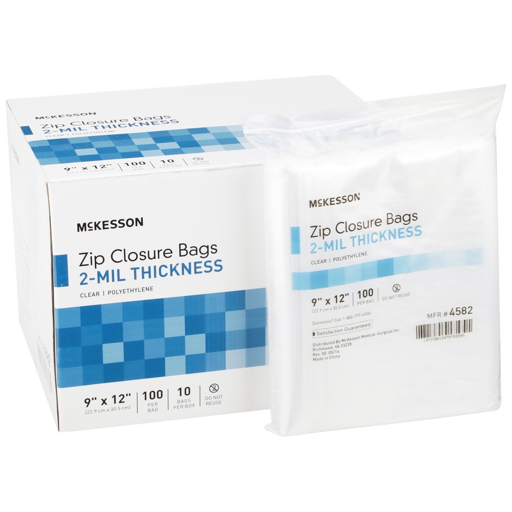 McKesson Zipper Closure Reclosable Bag 9 x 12″ 2 mil Polyethylene 4582 100 Ct