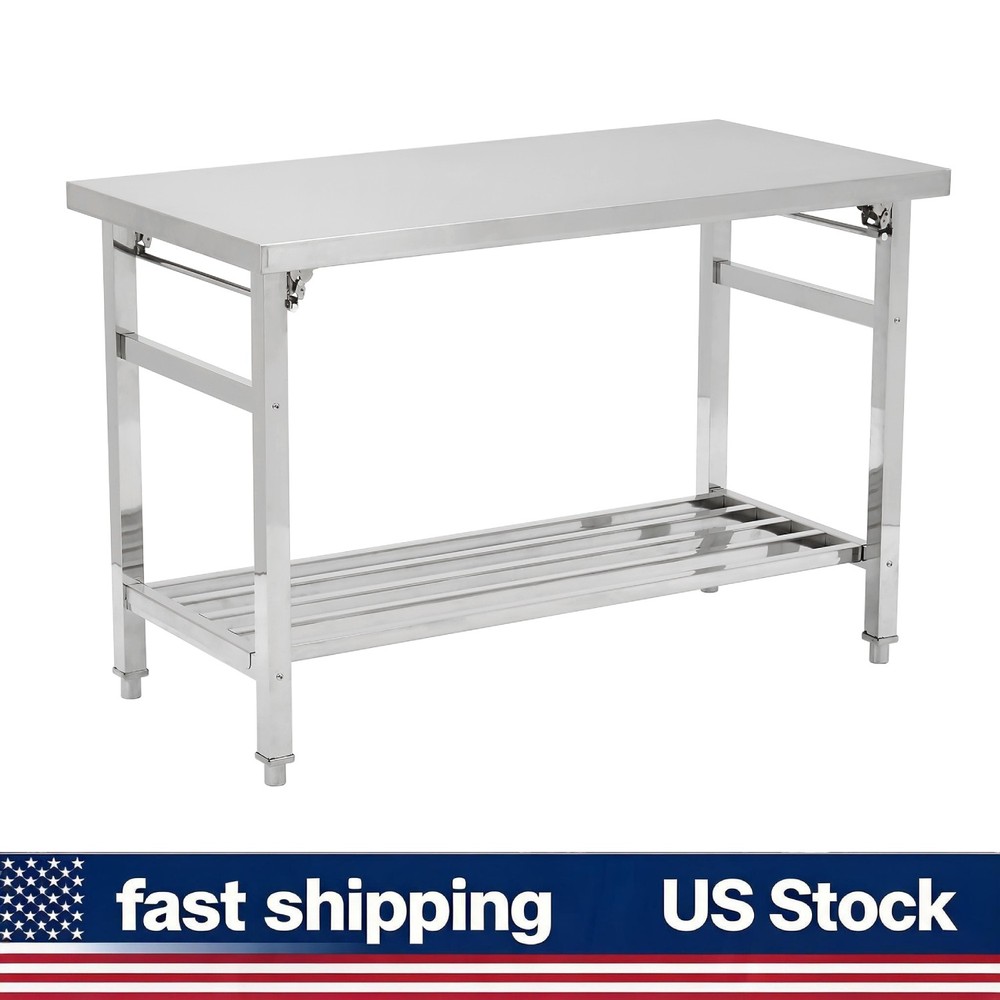 Folding Work Table Heavy Duty Stainless Steel for Kitchen Dining Restaurant