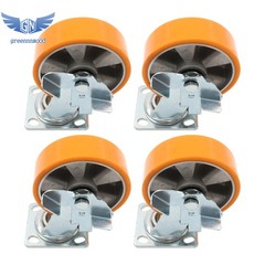6 Inch Heavy Duty Caster Set 5000lbs, Polyurethane Wheel with Aluminum Core