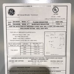 HOUSTON STOCK NEW GE SG400S B BREAKER ENCLOSURE SG 400 AMP NEMA 1 FREE SHIPPING