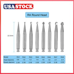 5Pcs Dental Round Carbide Bur for Slow Speed Latch Type RA 1# – 8# Burs