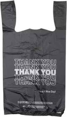 New Large 21 x 6.5 x 11.5 “Thank You” T-Shirt Plastic Grocery Black Bags-1000