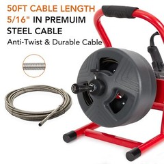 50Ft x 5/16″ Drain Cleaner Machine Drain Auger Sewer Snake Plumbing with Cutters
