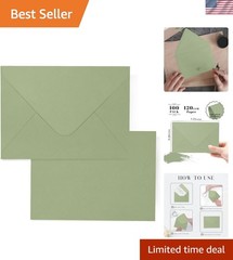 A7 Sage Green Envelopes 100 Pack, 5×7 V Flap Printable Envelopes for Invitati…