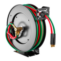 Retractable Welding Hose Reel 1/4 in x 50FT Oxygen Acetylene Rubber Hose R Grade