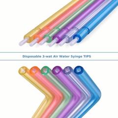 250/PK Dental Disposable 3 Way Air Water Syringe Spray Nozzles Tube Tips Rainbow