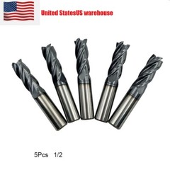 5PCS 1/2 ” 4 FLUTE LONG CARBIDE END MILL – TiALN COATED