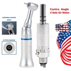 Air Motor 4Holes Dental Contra Angle Slow Speed Handpiece Push for 1.6mm Burs US