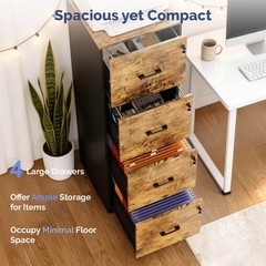 4-Drawer Tall File Cabinet with Independent Locks, Letter-Size Hanging Anti-Tip