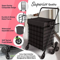 Stair Climbing Cart Foldable Shopping Cart w/ Waterproof Bag