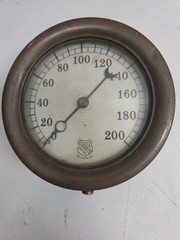 Vtg Ashcroft New York Brass 0-200 PSI Steam Pressure Gauge Steampunk