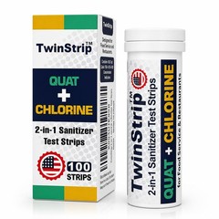 TwinStrip 2-in-1 Quat & Chlorine Sanitizer Test Strips, 100 Count