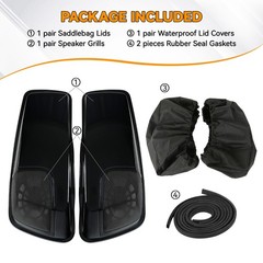 5″ x 7″ Saddlebag Speaker Lids W/Grills Fit for Harley Touring FLT FLHT FLHTCU