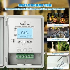Electronic Timer Switch 2-Circuit Astronomic 30Amp IP65 Waterproof 120-277 VAC