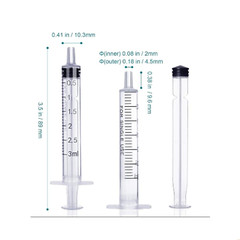 25/50/100 Pack 3ml 5ml Luer Slip Syringes without Needle, Disposable, Sterile