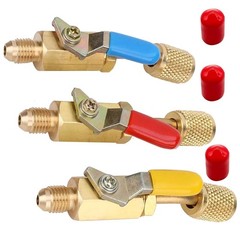 3PCS/Set Brass Air Conditioning HVAC 1/4″ Shut Valve For AC Charging Hoses