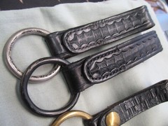 CHOICE of ONE (1) Flashlight/Baton Holder-Blk Leather Basketweave w/Brass Ring