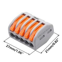 smseace 25 Pcs 5 Port Lever Nut Conductor Compact Wire Connectors Fast Connec…
