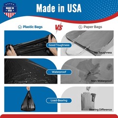 500 Count Plastic T-shirt Bags Black 12″x 6.5″x 21″Grocery Trash Take Out To Go