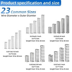 380PCS Stainless Steel Compression Springs Assortment Kit – Small & Tiny Springs