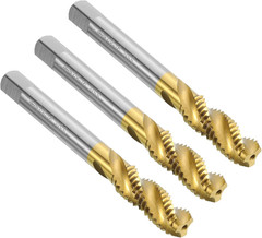 3Pcs Spiral Flute Thread Taps, 3/8-16 UNC H2 Screw Threading Tap