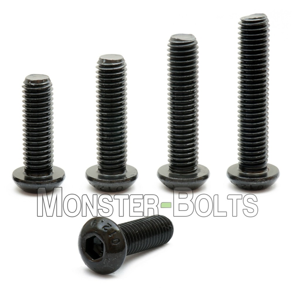 M5 Button Head Socket Cap Screws, 12.9 Steel w/ Black Ox ISO 7380, 0.80 Coarse