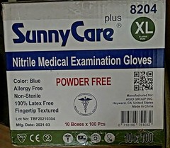 SunnyCare Nitrile Vinyl Latex Free Gloves,Size’s XL-LG-SML/10Boxes X 100=1000Pcs