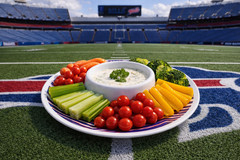 Buffalo Bills Serving Platter w/ Dip Bowl | Red White Blue Buffalo Zubaz Design