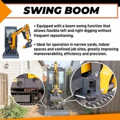 MMS Mini Excavator 13.5hp 1.4Ton Gas B&S EPA Engine With Swing Boom