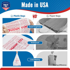 1000 Bolsas Plastico Gracias 12×6.5×21 Pulgadas Camiseta Para Compras Blanco