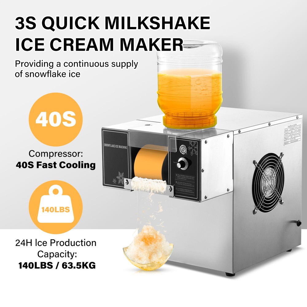 Commercial Snowflake Ice Machine, Snow Cone Machine, Ice Shaver Slush Maker