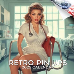 Retro Pin Ups Wall Calendar 2025 FULL SIZE 12×24 Made in USA