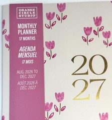 2027 Orange Circle Studio Monthly Planner 17 Months Pink FLORAL Tulips MEDIUM