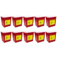 Sharps Container, 2 Gallons, Locking Top Flap, Polypropylene, 10/Box