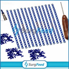 1.5mm Maxillofacial Mini Plates with 120 Pcs Titanium Screws and ScrewDriver Set