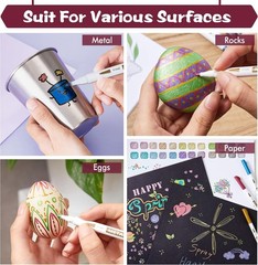 Metallic Marker Pens, 30 Colors Metallic Paint Markers with 1 Coloring Book Fine