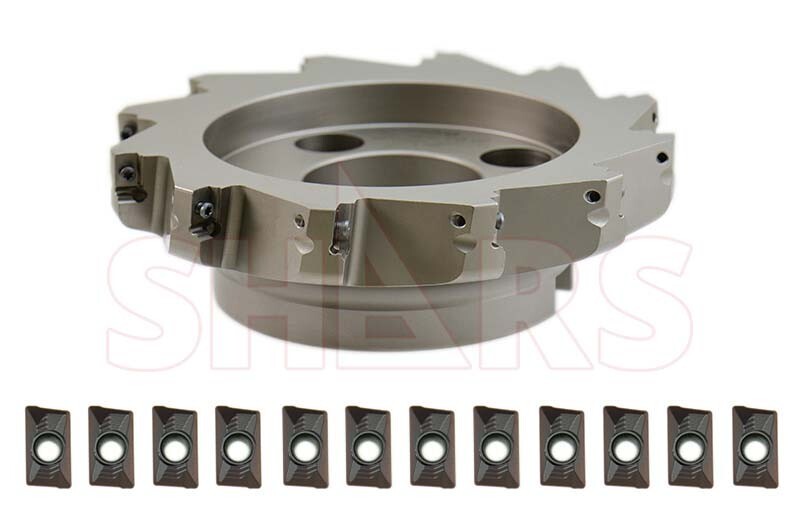 Shars CNC 8″ 90 Degree Indexable Face Mill with 12 APKT 1604 Inserts New L[