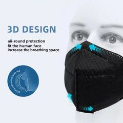 50/100Pcs Black KN95 Face Mask 5 Layer Disposable Mask