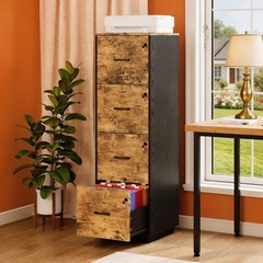 4-Drawer Tall File Cabinet with Independent Locks, Letter-Size Hanging Anti-Tip