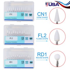 Dental White Stone High Speed Polishing Burs Cone/Flame/Round Aluminum Oxide