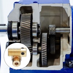 Worm Gear Set 5mm Wheel Shaft Brass 0.5M 20:1 Reduction Rate Drive Gear Box