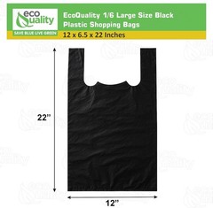 12×6.5×22 Inches Black Plastic Shopping Bags for Grocery Takeout 1200 Pcs